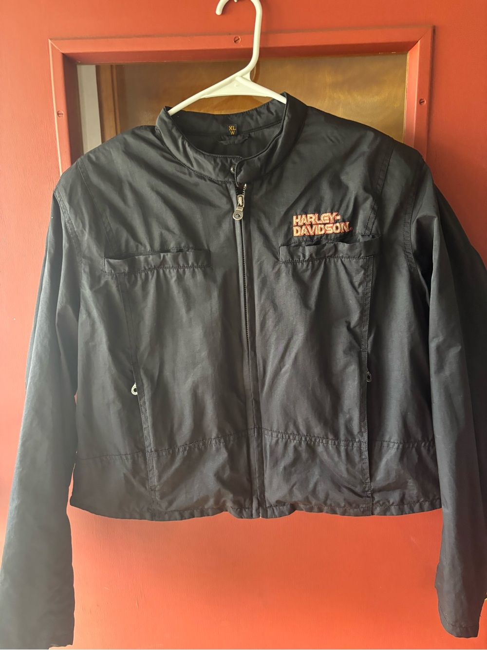 Harley-Davidson Black Bomber Jacket with Orange Logo